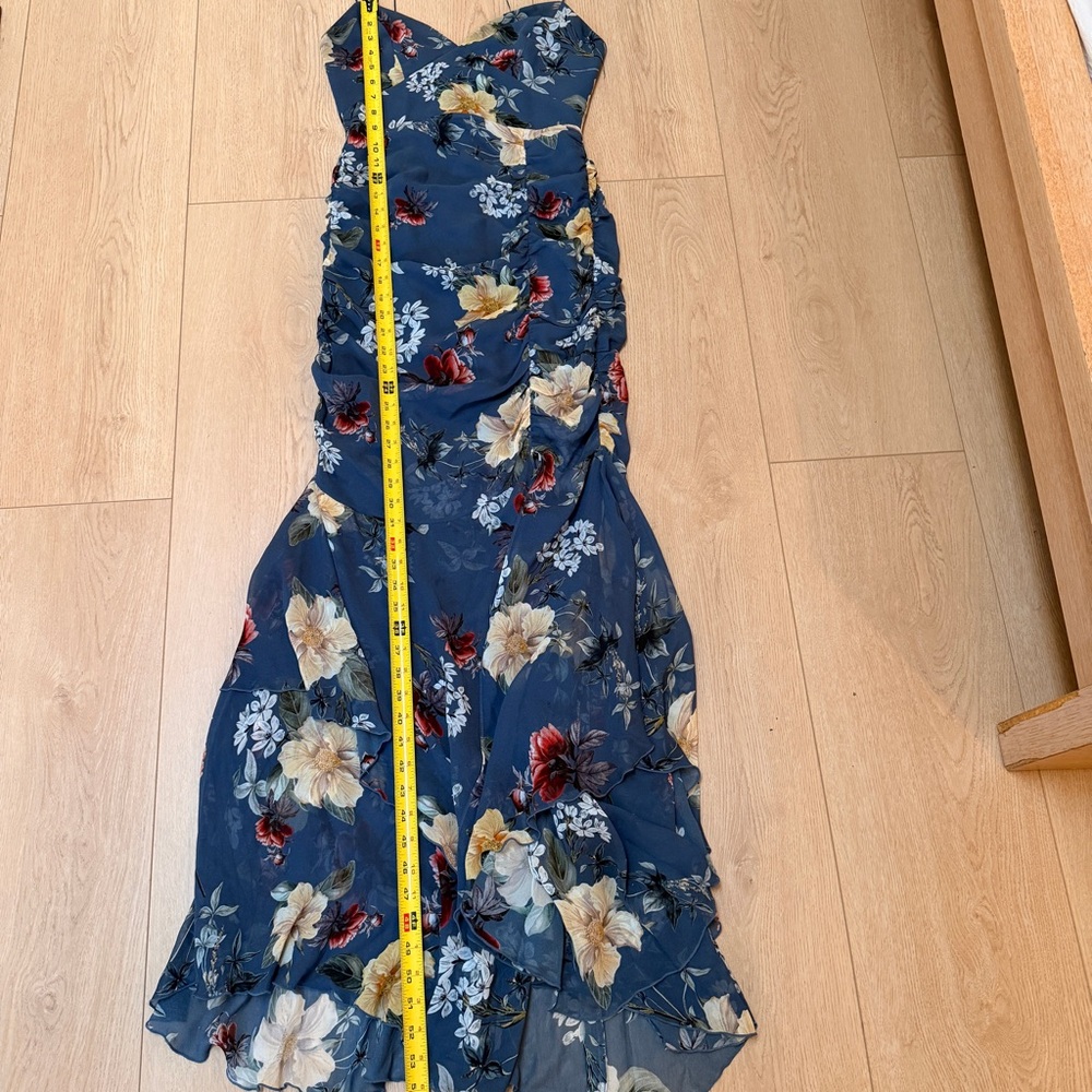 NICHOLAS Floral Print tiered ruffle maxi Dress in slate blue size 4 - Picture 10 of 11